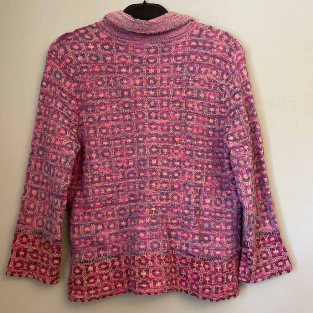 Sigrid Olsen Pink Multi Knit Button Cardigan Size… - image 3